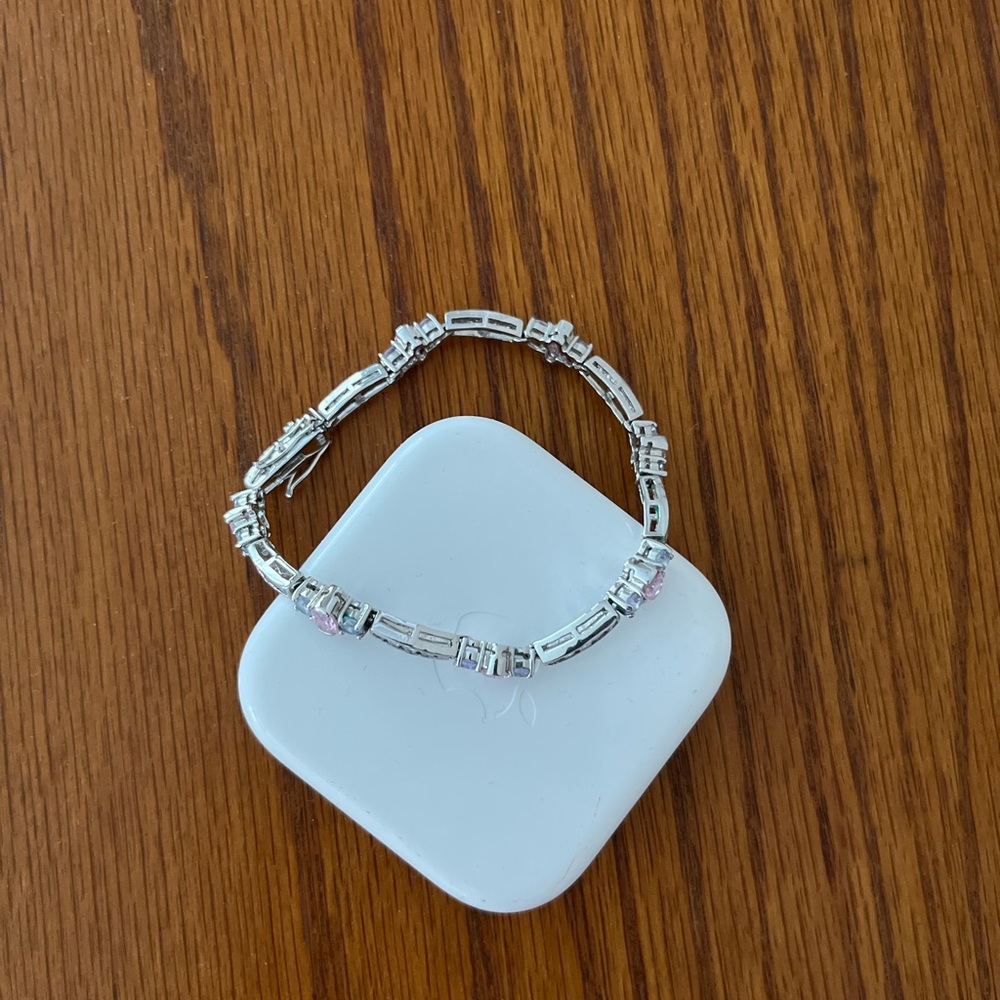 Women’s pink and white CZ bracelet
